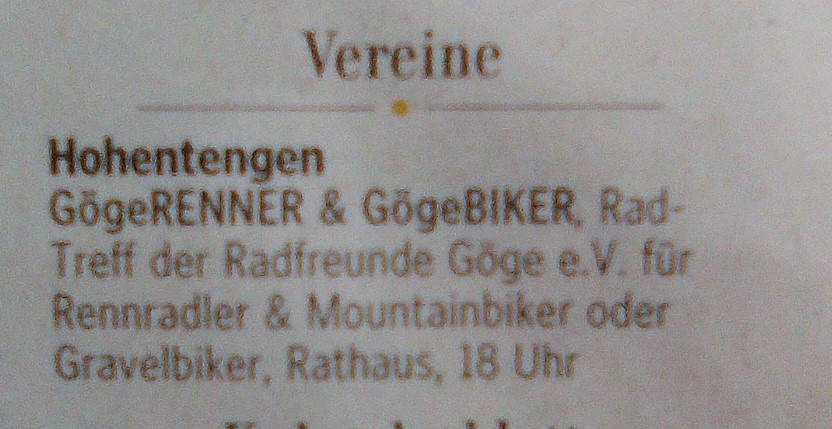 Erinnerung an die Rad-Treffs